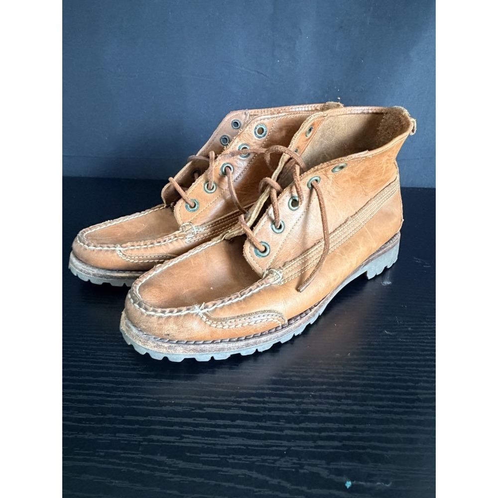 Vintage Cole Haan Country Womens 8.5 Brown Leather Moc Toe Boots Vibram USA